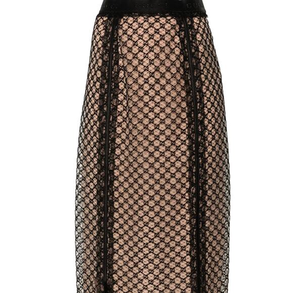 Gucci 'Gg' Black Net Skirt With Lace Trims Size S - NWT - Picture 1 of 6